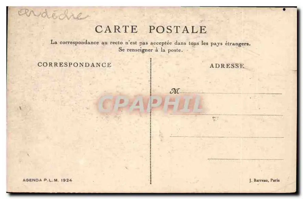 Vivaraïs — Pass von Ruoms — P.L.M. Kalender 1924 - Rückseite