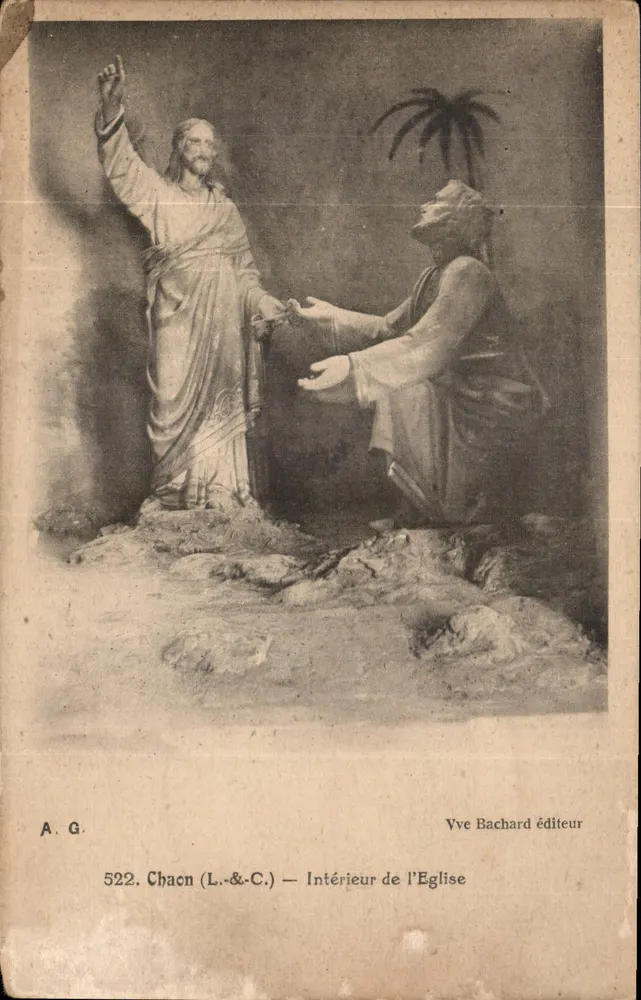 Interior da Igreja — cena de Jesus e um discípulo — Vve Bachard, editor, n° 522 - Frente