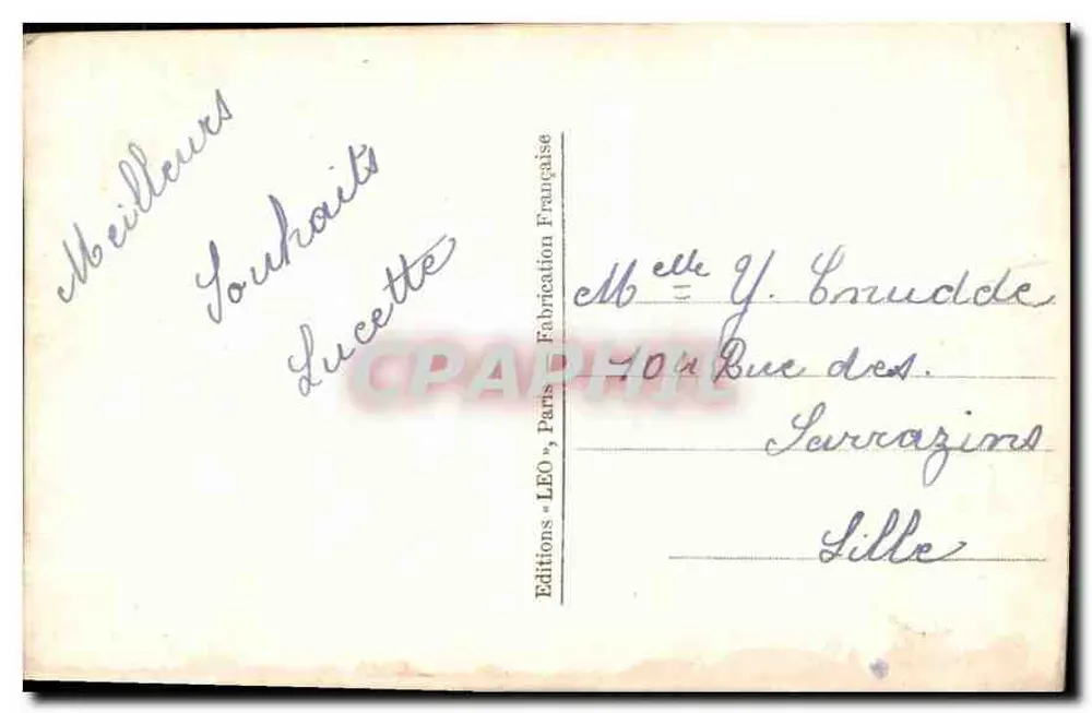 Jovem mulher sorridente — com buquê de rosas — edição LEO, Paris, n° 5797 - Verso
