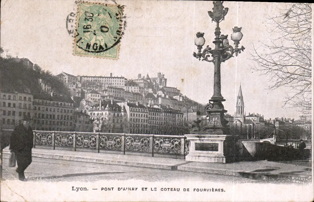 Lyon — Pont d'Ainay et le Coteau de Fourvières — éditeur impr. sur la carte - Vorderseite