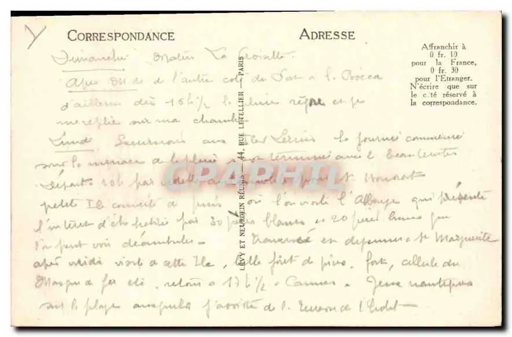 Cannes — Vista sobre o Estérel — LL, n° 181 - Verso