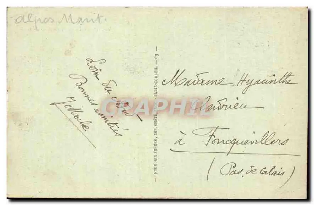 Menton — Vista geral tirada do Cap Martin — Neurouin Frères, Paris-Créteil, n°1053 - Verso