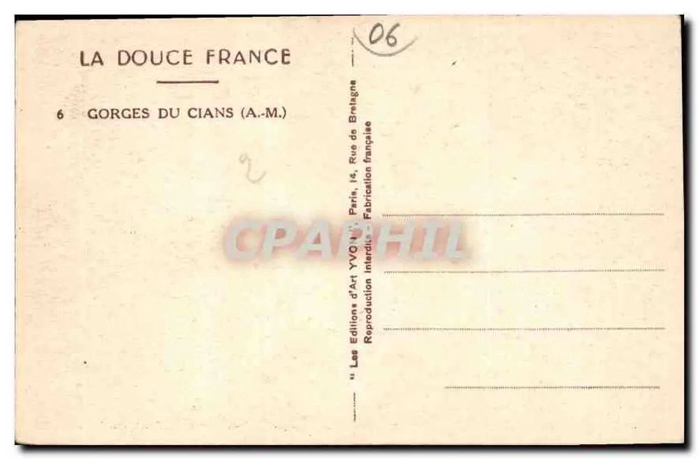 Gorges du Cians — A.M. — Les Éditions d'Art YVQ, Paris - Rückseite