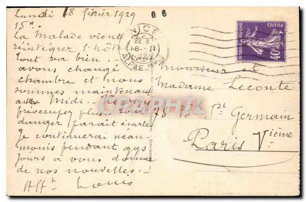 NICE - Panorama das Ponchettes — editor desconhecido, n° 170 - Verso
