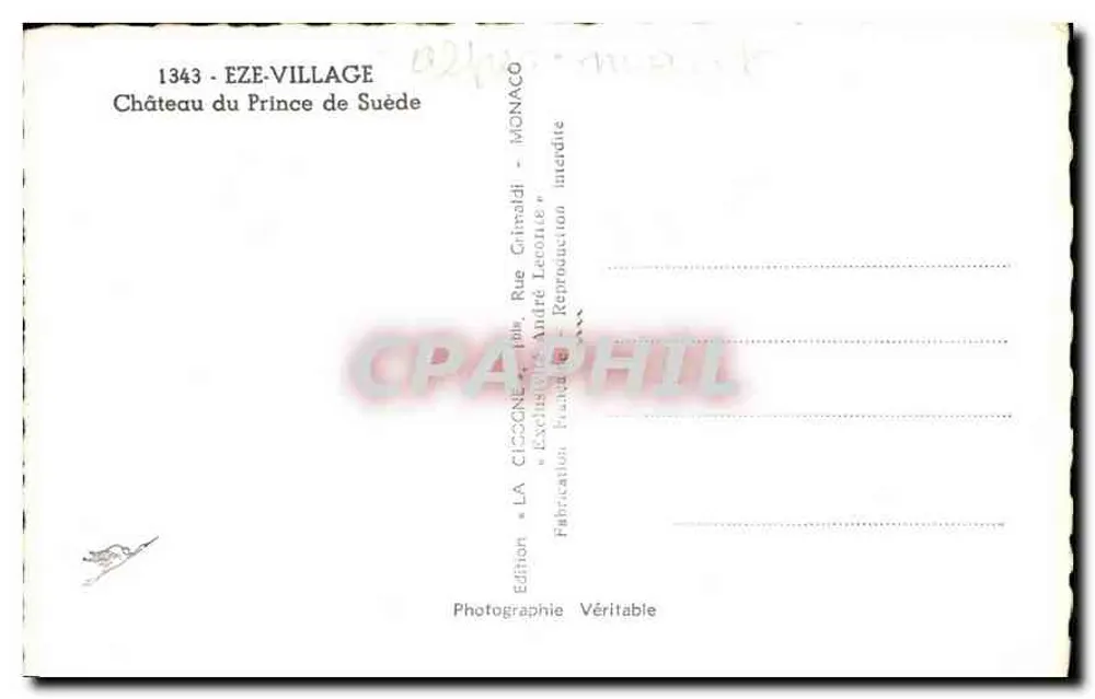 La Cigogne — Vista di una stradina pavimentata tra case in pietra — Edizione La Cigogne, Monaco - Verso