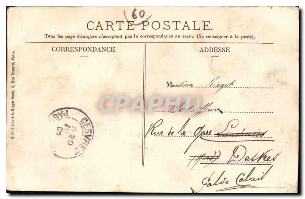Castelo de Chantilly (Oise) — O Châtelet e a Capela — Mme. Vve. Robineau, editora, Chantilly (Oise) - Verso