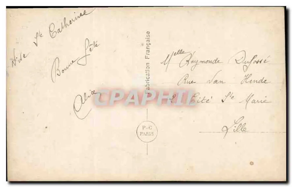 Dama de Catherine — Retrato feminino — P-C Paris n°1359 - Verso