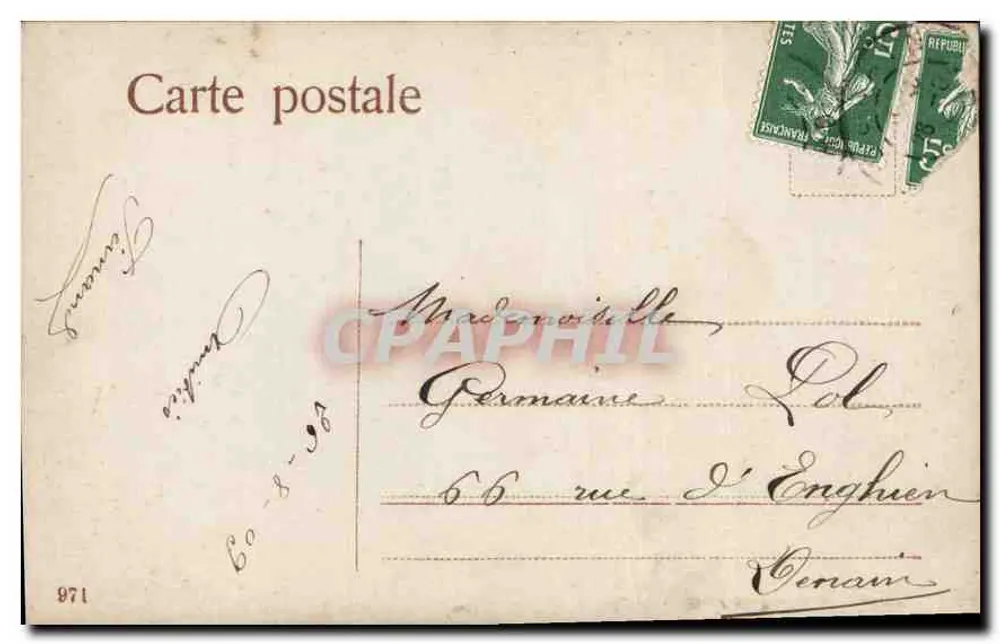 Młoda kobieta w różowej sukni — epoka 1900 — nieznany wydawca - Rewers