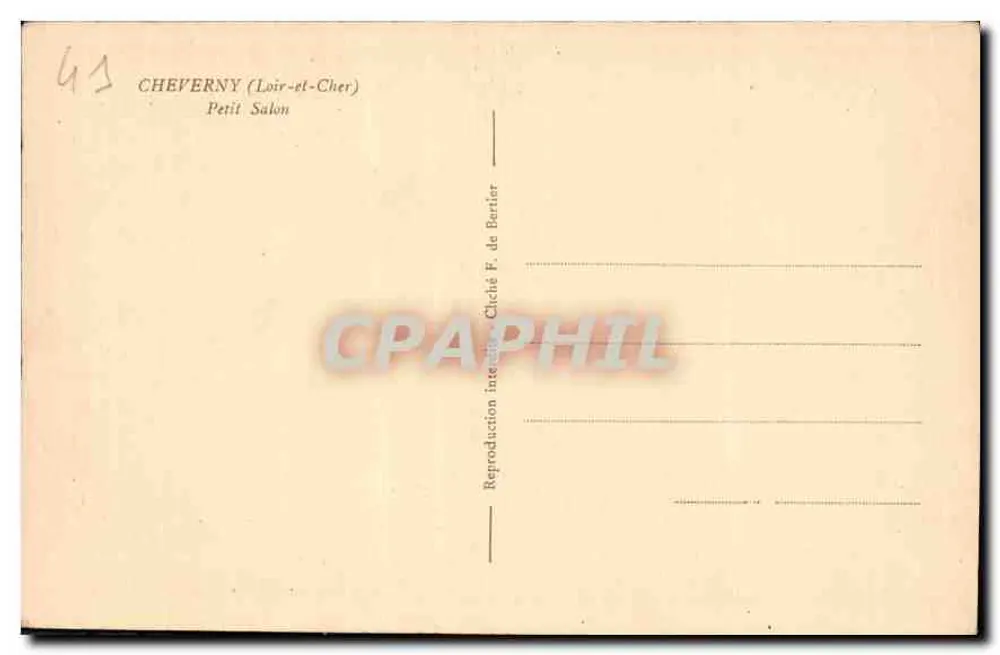 Cheverny — Pequeno Salão — Cliché F. de Bertier - Verso