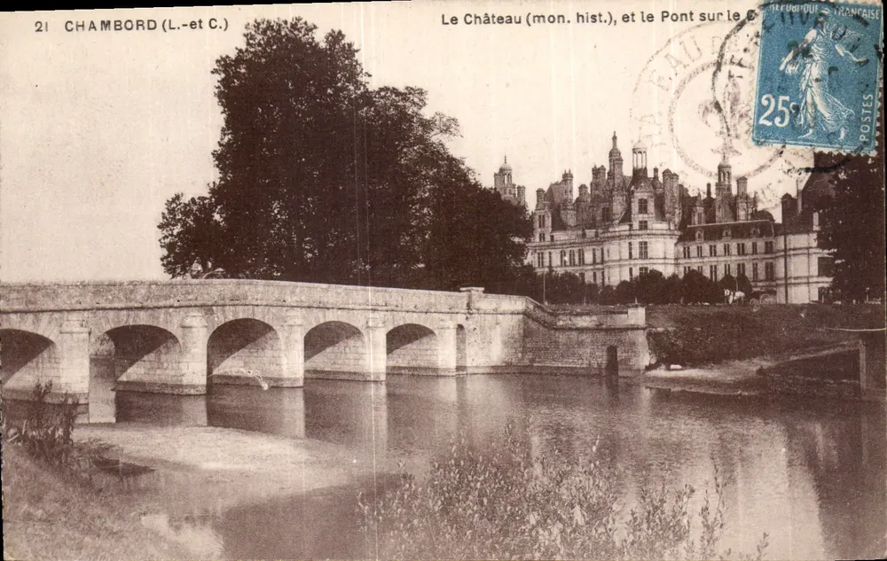 Chambord (L.-et C.) — Das Schloss (hist. mon.) und die Brücke über den Cher — Verlag: Chambord (L.-et C.) - Vorderseite