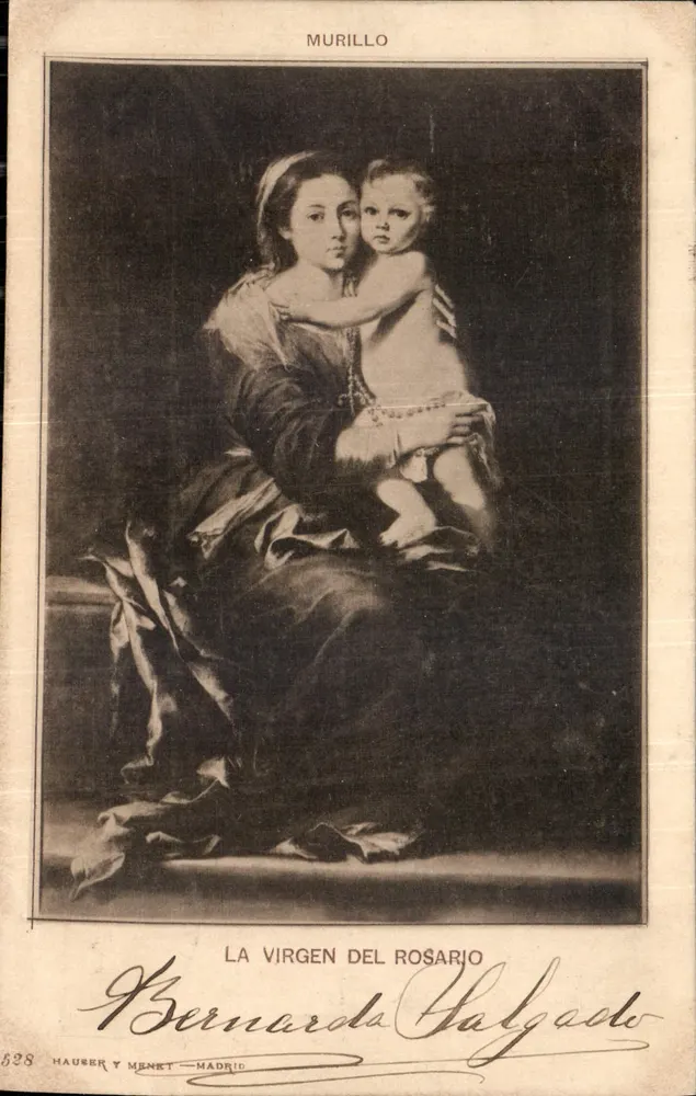 A Virgem do Rosário — obra de Murillo — editor Hauser y Menet, Madrid, n° 598 - Frente