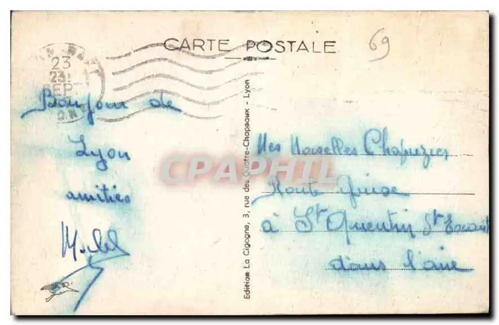 LYON — Place Bellecour und Coteau de Fourvière — Edition La Clipogne, Nr. 19 - Rückseite