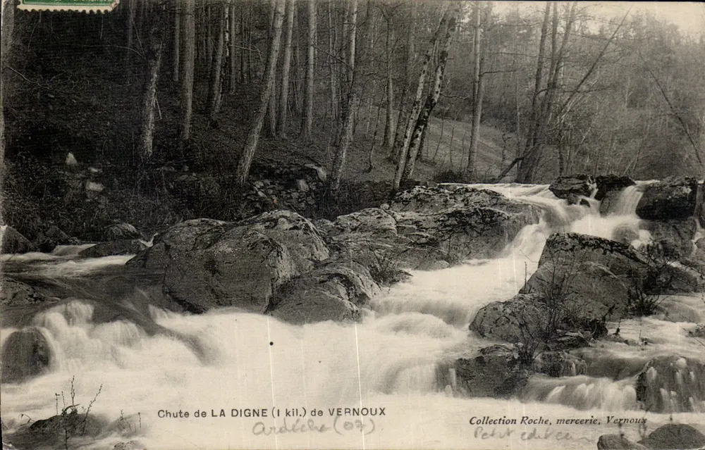 Cachoeira de LA DIGNÉ (1 km) de VERNOUX — Ardèche — Coleção Roche, merceria, Vernoux - Frente