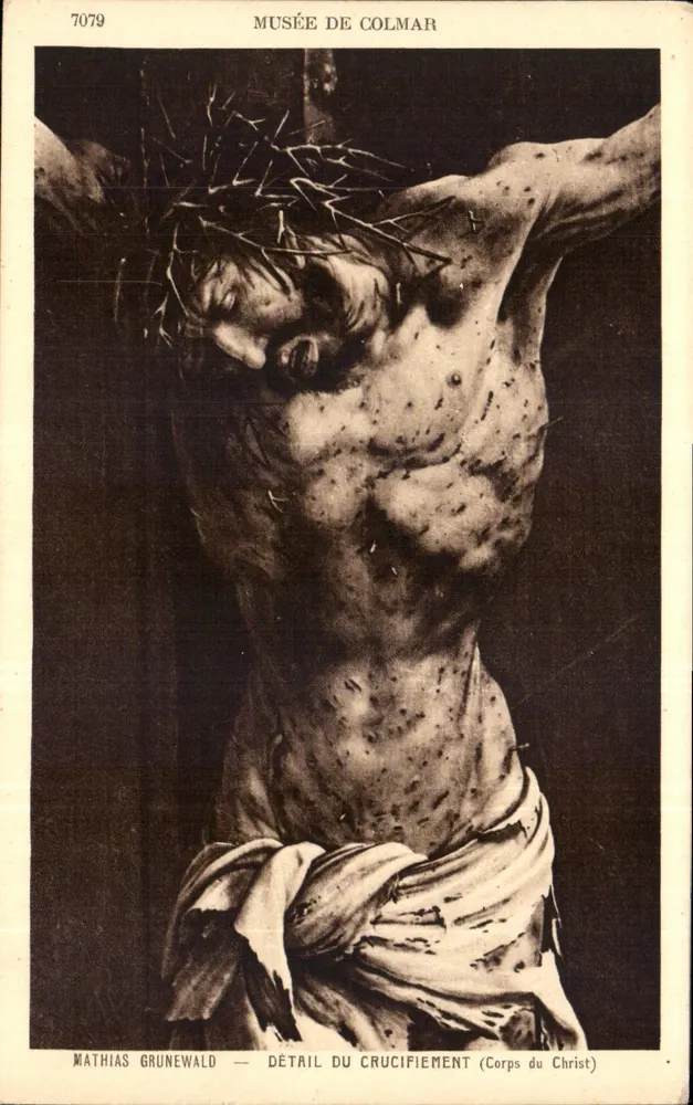 Musée de Colmar — Detail der Kreuzigung (Körper des Christus) — Mathias Grunewald — Nr. 7079 - Vorderseite