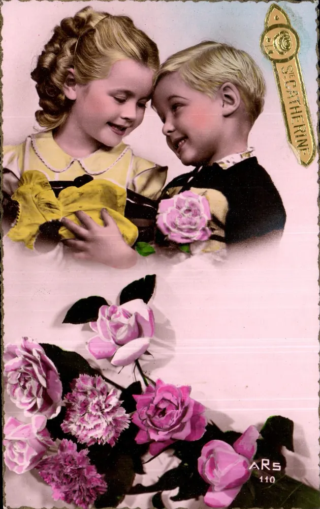 Crianças sorridentes — rosas e pêssegos — S. Catherine n°110 - Frente