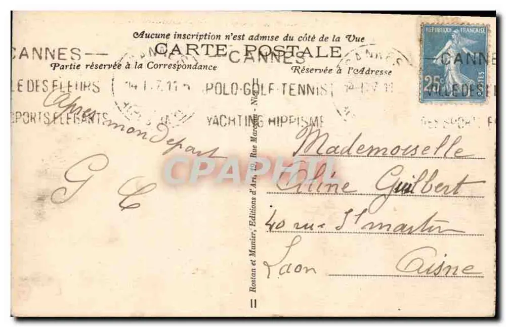 CANNES - Vista generale scattata dal Suquet - R. M. - 1517 - Verso