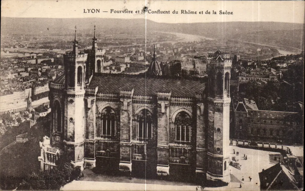 LYON — Fourvière et le Confluent du Rhône et de la Saône — Carcet, édit. Détourne - Recto