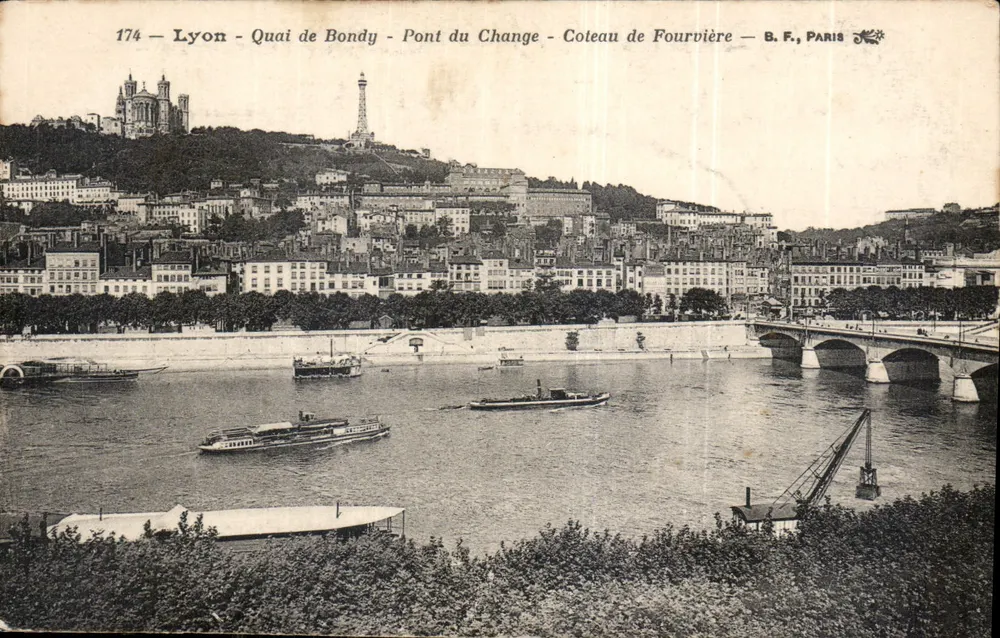 Lyon - Quai de Bondy - Pont du Change - Coteau de Fourvière — B.F., Paris - Vorderseite