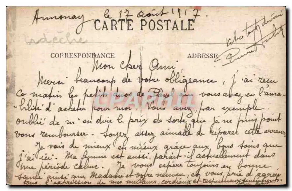 Arredores de ANNONAY — A Roche de Pérécandre — Paris, 1906, Annonay - Verso