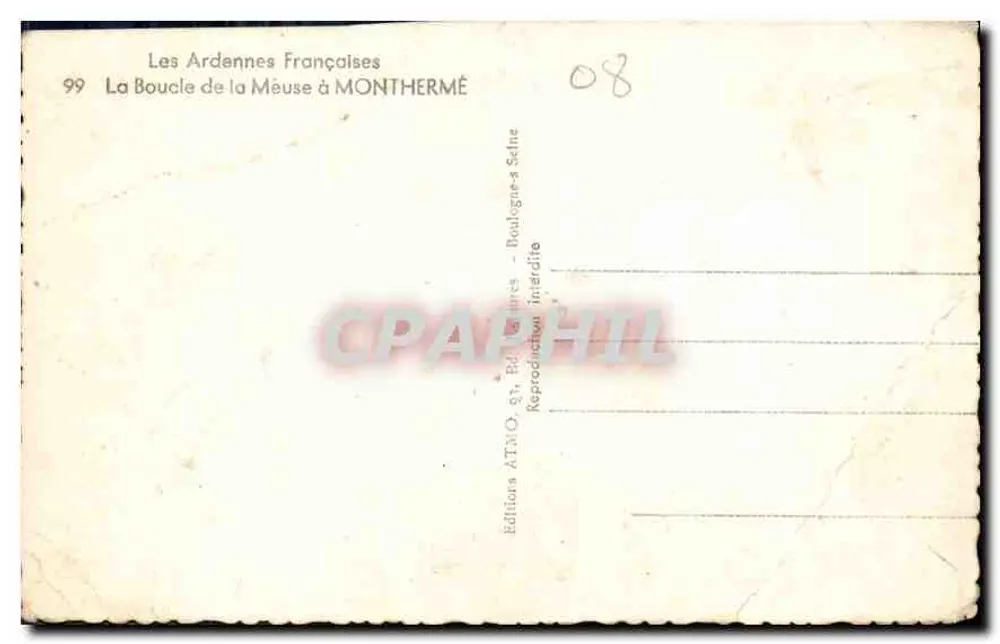 Die Meuse-Schleife bei Montthermé — französische Ardennen, Nr. 99 - Rückseite