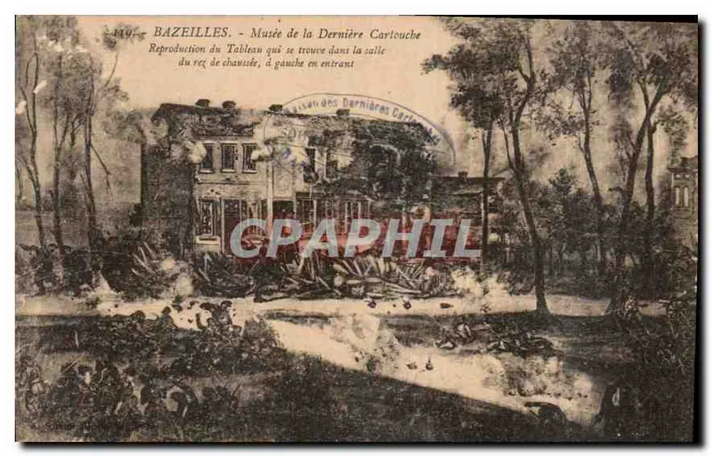Bazeilles - Museo de la Última Bala - Reproducción del cuadro de la carretera - Anverso
