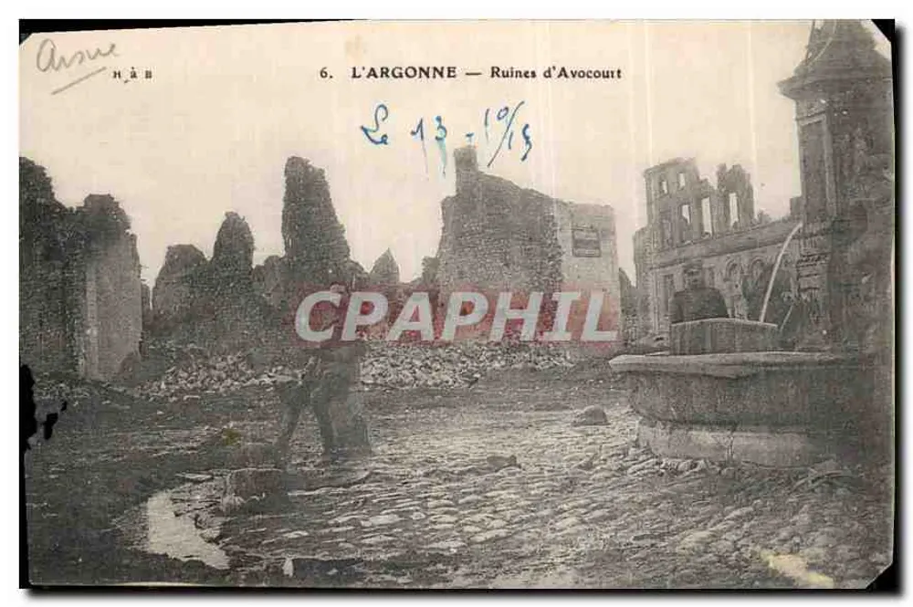 L'ARGONNE — Ruinen von Avocourt — Imp. Deley, Paris - Vorderseite