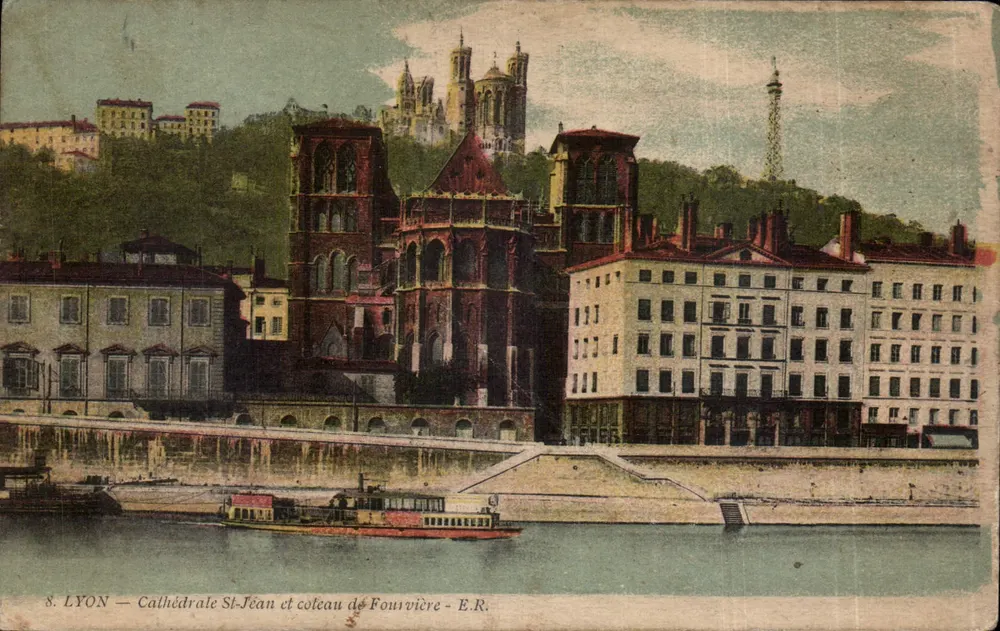 LYON — Kathedrale St-Jean und Fourvière-Hügel — E.R. - Vorderseite