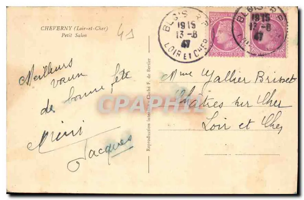 Pequeno salão — Cheverny (Loir-et-Cher) — Cliché F. de Berlier - Verso