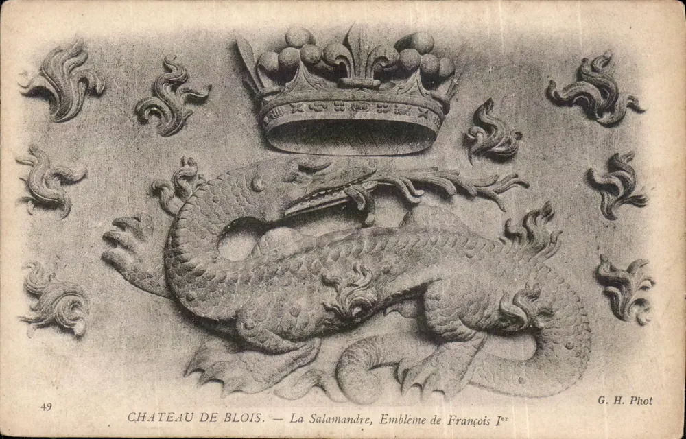 Castelo de Blois — A Salamandra, Emblema de Francisco I — G. H. Phot - Frente
