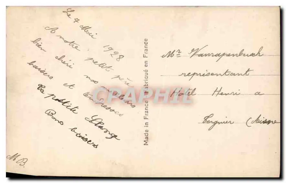 Mulher e criança à mesa — editor Bleuël, n° 551 - Verso