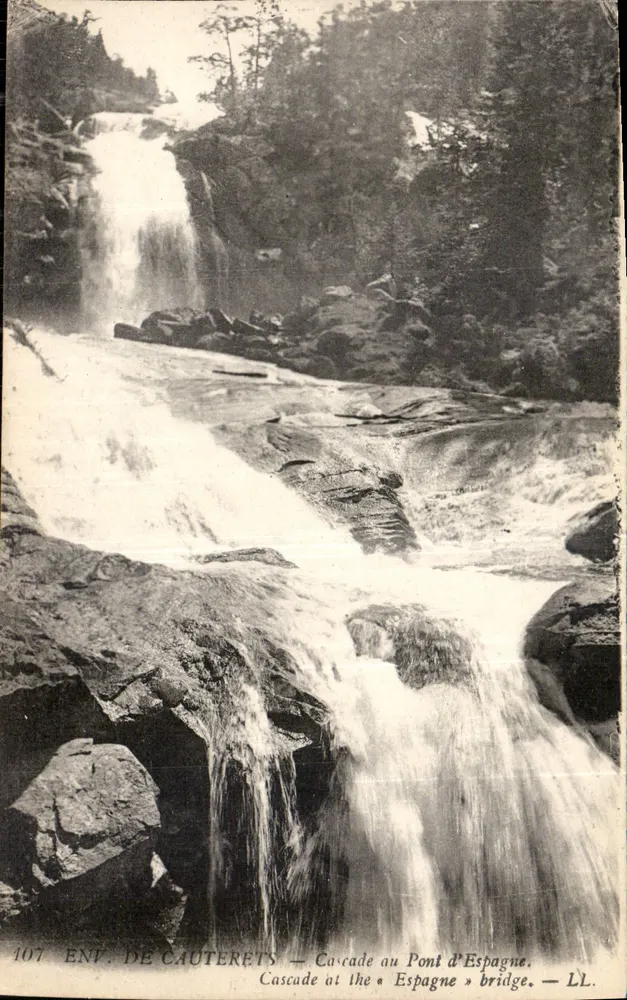 Cachoeira no Ponte d'Espagne — Env. de Cauterets — LL. n° 107 - Frente