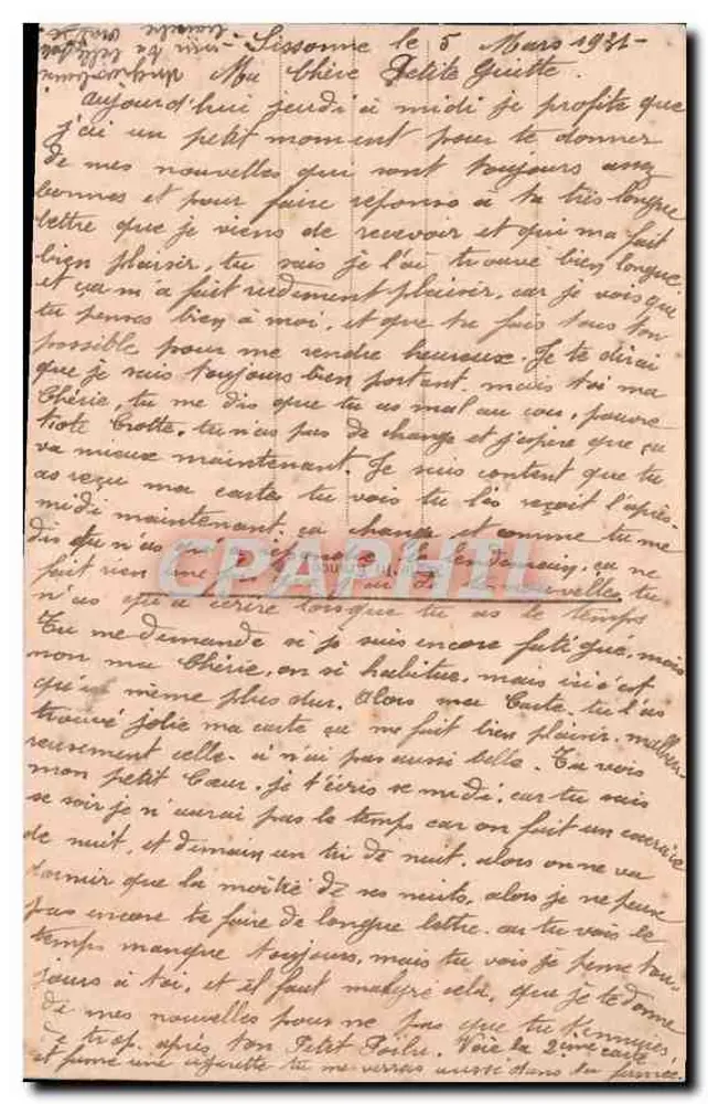 Mulher com vestido estampado — retrato com homem em coração — PC Paris 2773 - Verso