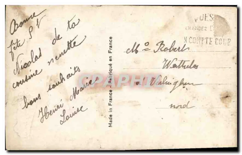 Jovem mulher com buquê de rosas — São Nicolau — Léo, Paris 757 - Verso