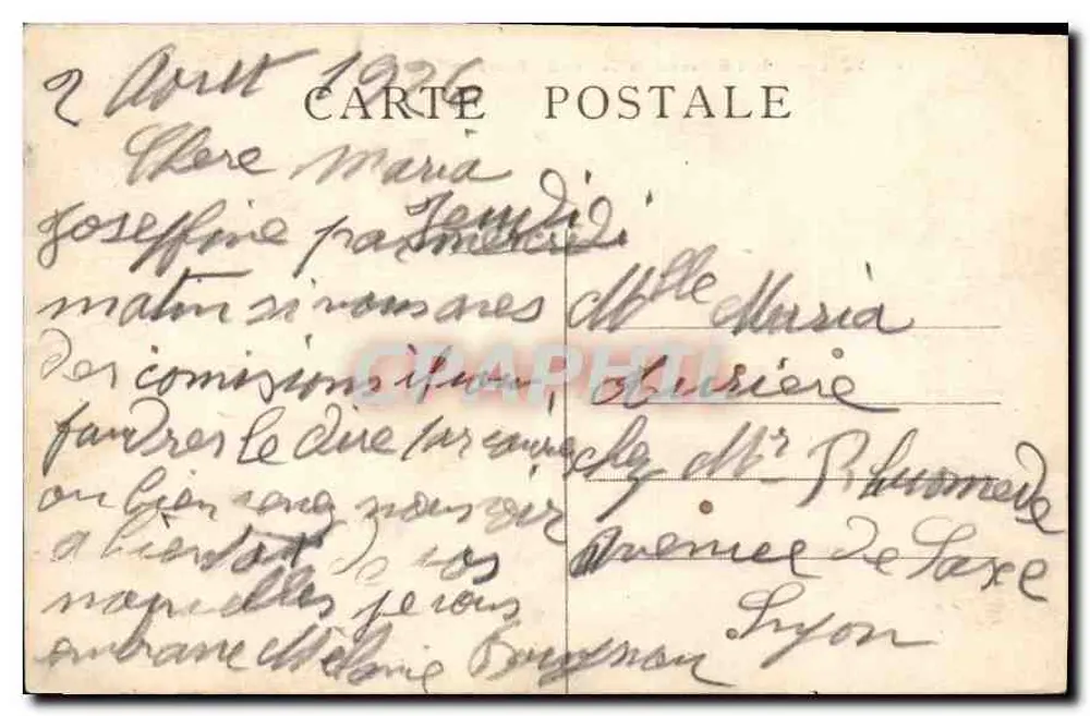 LYON — Place Bellecour et Coteau de Fourvière — M.F. - Verso