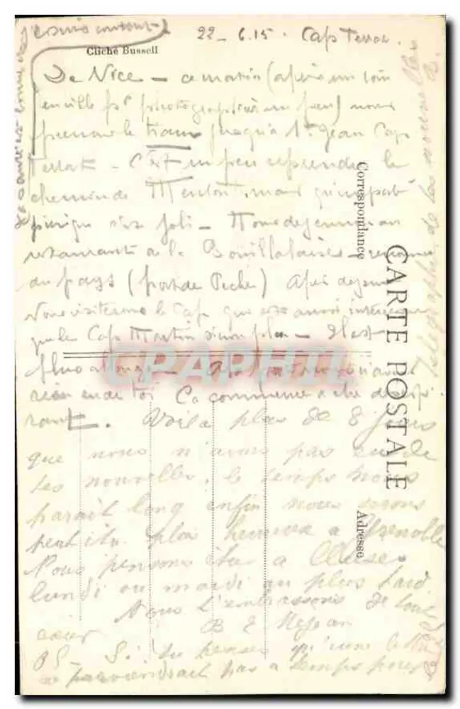 O Cap Ferrat — vista de contraluz — série 387 - Verso