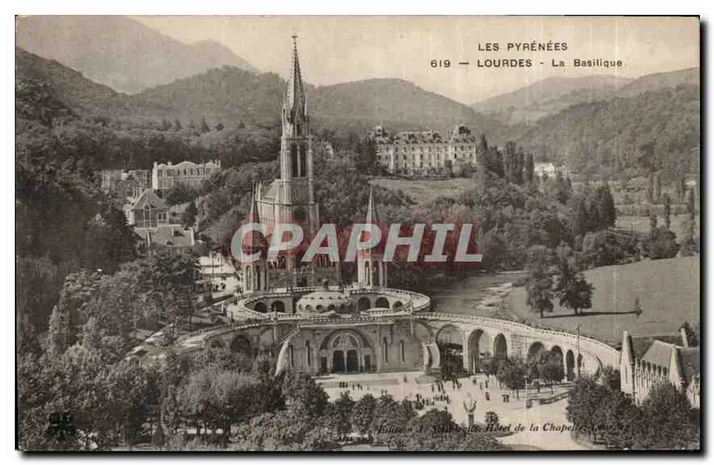 Lourdes — A Basílica — Editor J. Bailleul, n° 619 - Frente