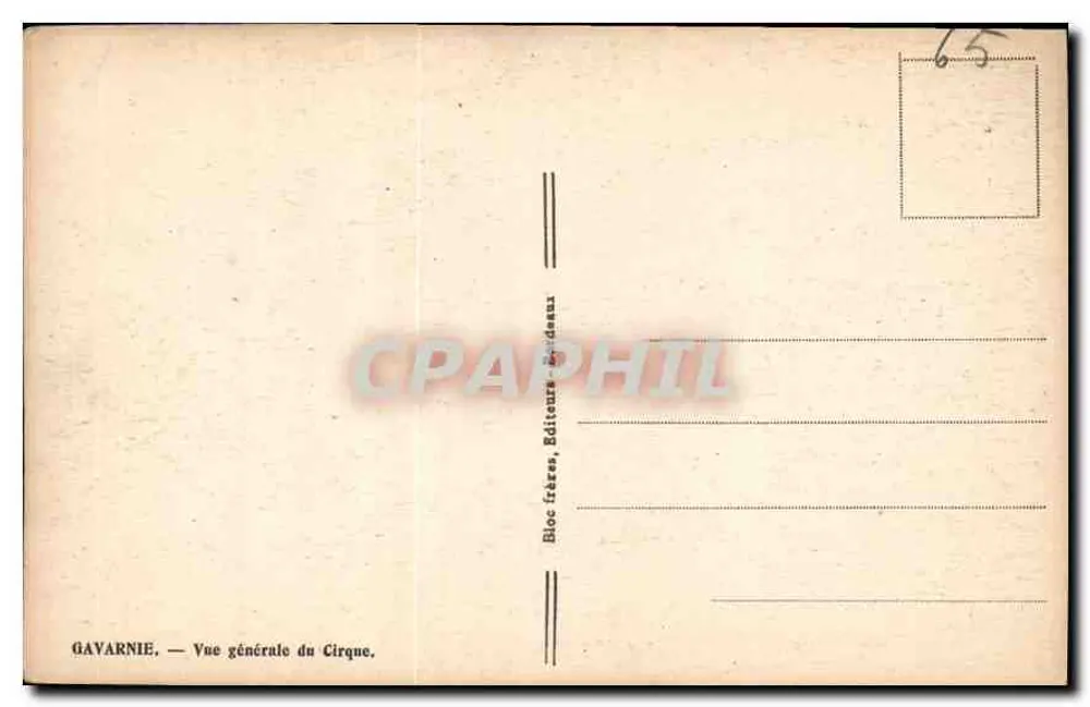 Gavarnie — Vista geral do Circo — Bloc Frères, Editores em Béziers - Verso