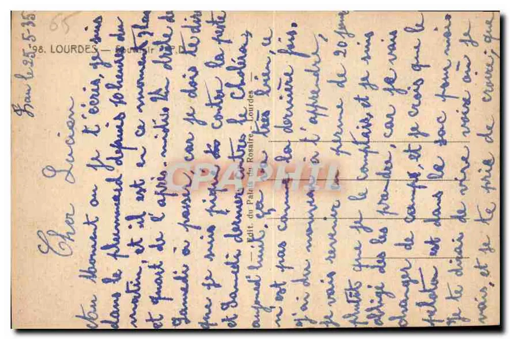 Gruta bendita — Lourdes — Éditeur du Palais du Rosaire, n°38 - Verso