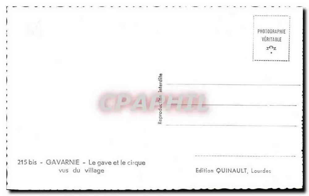 Gavarnie — Der Bach und der Cirque vom Dorf aus gesehen — Edition Quinault, Lourdes - Rückseite
