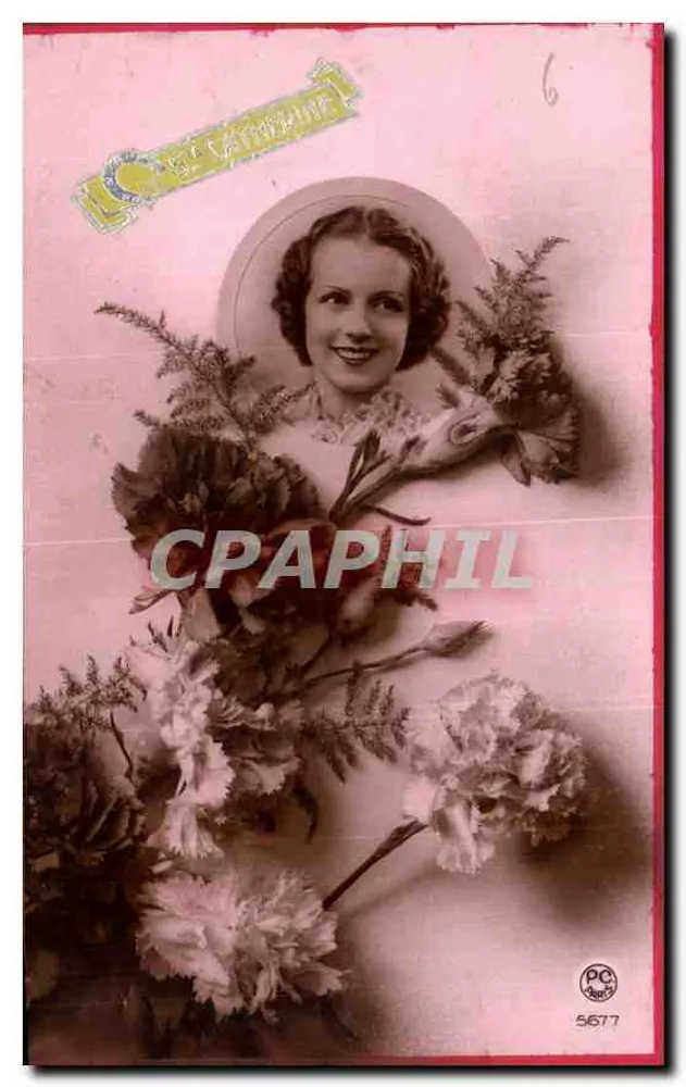 Jonge vrouw met glimlach — Heilige Katarina — uitgever P-C Paris, n° 5677 - Voorkant