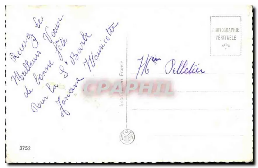 Mulher jovem sorridente — com buquê de rosas — Imp. Pelletier, França, n°3752 - Verso
