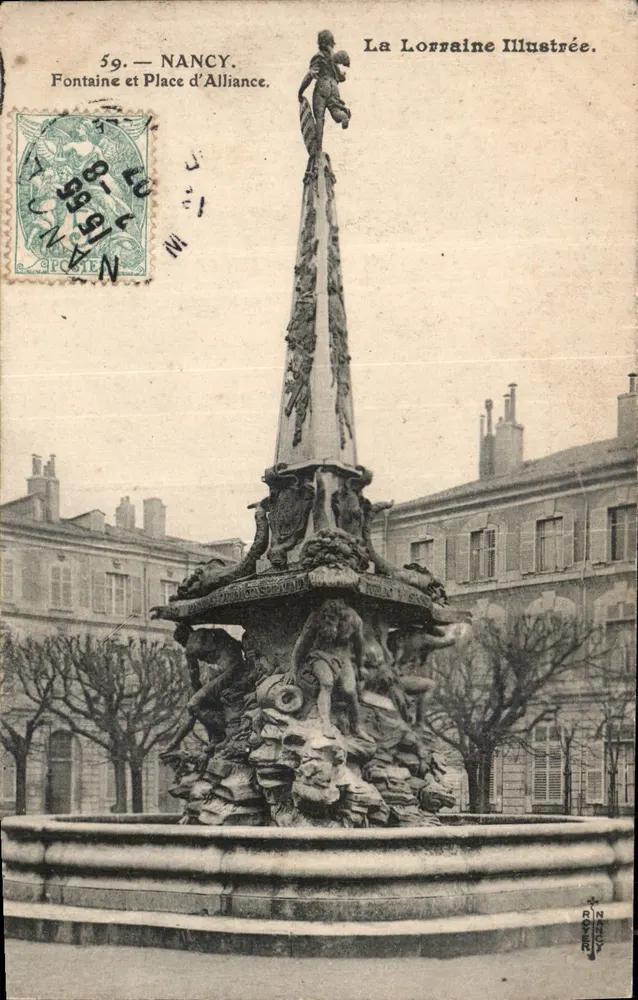 Nancy — Fontäne und Place d'Alliance — La Lorraine Illustrée, n°59 - Vorderseite