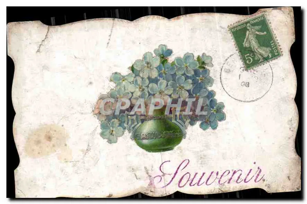 Bouquet de fleurs — dans un vase vert — éditeur anonyme - Frente