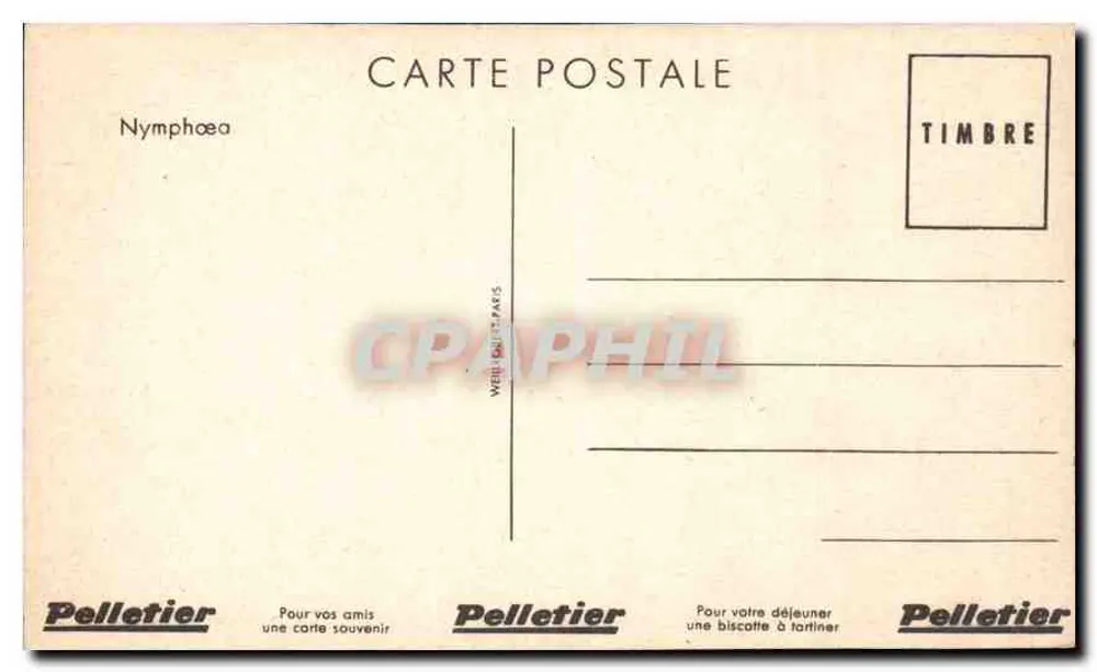Nymphéa — éditeur Pelletier, Paris — n° de série non visible - Verso