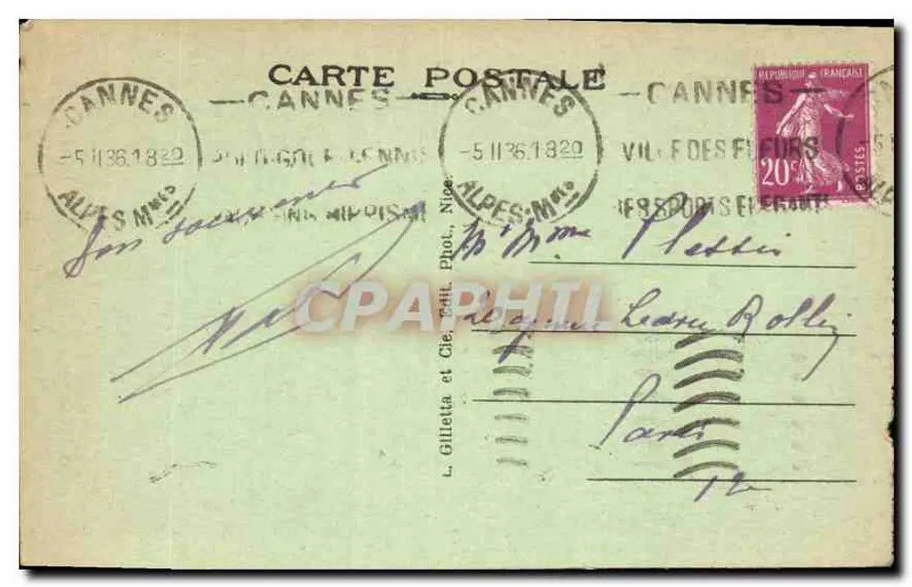Excursion aux Gorges du Loup et Gourdon — Les Lacets — G. Gilletta & Cie, Phot. — n° 3608 - Verso