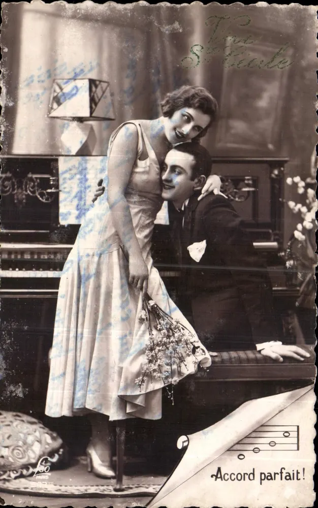 Casal ao piano — 'Accord parfait!' — Edições LEO, Paris - Frente