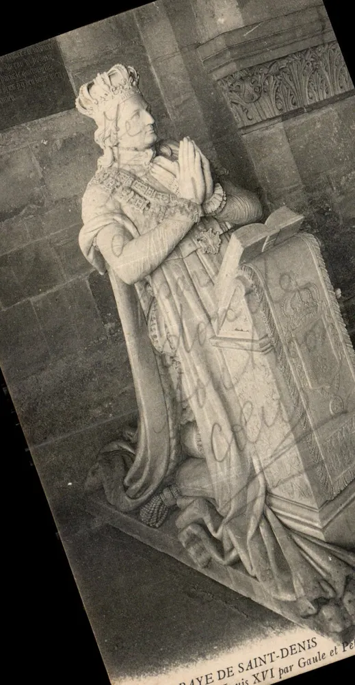 Tombe de Louis XVI — statue funéraire à l'intérieur de l'abbaye de Saint-Denis — éditeur Gaule et Petit - Front