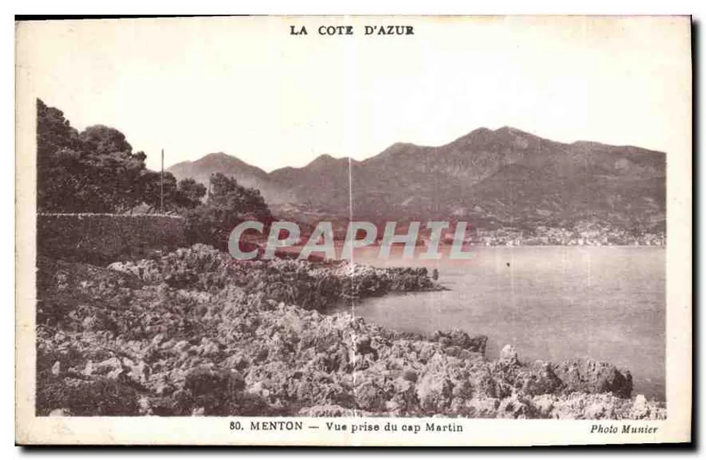 Menton — Vue prise du cap Martin — Photo Munier, n°80 - Recto