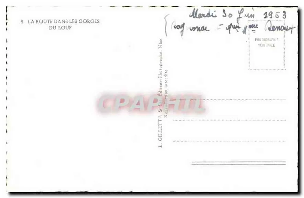 A estrada nas Gorges do Loup — L. Gilletta, n°5 - Verso