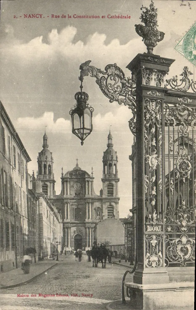 NANCY - Constitution Street and Cathedral — Maison des Magasins Réunis, publisher, Nancy - Front